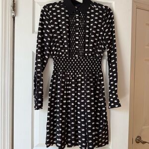 Kate Spade Swan Print Silk Blend Shirtdress Size Small